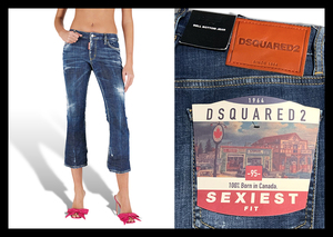 定価8.5万 ディースクエアード DSQUARED2 足元をスッキリと魅せる リペア加工 フレアデニムパンツ ワイドジーンズ BELL BOTTOM JEAN