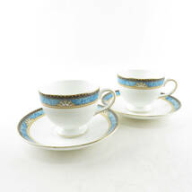 美品 WEDGWOOD ウェッジウッド CURZON カーゾン ティーカップ＆ソーサー 2客 ペア リー SU4651B4_画像1