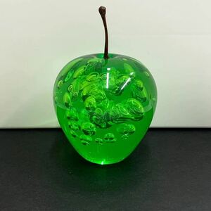 リンゴ型 ペーパーウェイト 青リンゴ オブジェ アクリル製 インテリア