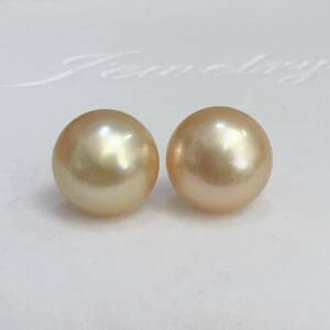 K18 south . pearl earrings 13.7mm 6.5g natural book@ pearl earrings 