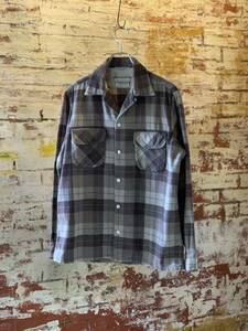 50s Sportsman PLAID WOOL SHIRT ヴィンテージ ビンテージ チェックシャツ ウールシャツ 開襟シャツ ハンドステッチ フラップポケット 40s