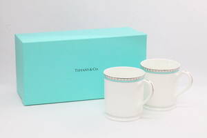 ◆GW特別価格◆【未使用品】Tiffany&Co. ティファニー ペアマグカップ 205ml プラチナブルーバンド コップ TFブルー 食器 プレゼント