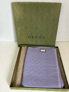 ◆GUCCI グッチ◆マフラー ストール カシミヤ カシミア GG柄 36×180cm 大判 ショール パープル/紫 外箱付