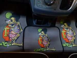  american miscellaneous goods hot rod custom style Skull lato fins k floor mat set RATFINK car mat 