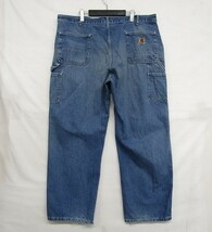 カーハート サイズ W42 L30 デニム ぺインター ワーク パンツ ジーンズ テーパード コットン Carhartt 古着 ビッグサイズ 2S0299_画像2