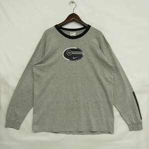 ナイキ サイズ L ロングTシャツ カットソー コットン ポリエステル グレー メキシコ製 NIKE 古着 1M2625