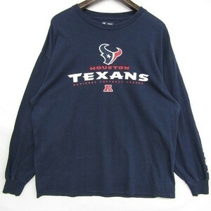 NFL ヒューストン テキサンズ サイズ XL ロングTシャツ カットソー コットン ネイビー HOUSTON TEXANS 古着 ビッグサイズ 1M2127