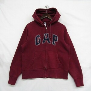 GAP サイズ XS パーカー スウェット フルジップ フーディー ワインレッド ロゴ ギャップ 古着 1S1443