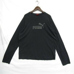 ビッグ サイズ XL プーマ ロング Tシャツ カットソー 長袖 ロゴ プリント ブラック PUMA 古着 1S1136