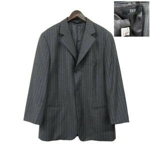  size 40R DKNY Donna Karan wool tailored jacket jacket blaser stripe gray old clothes 2D0998