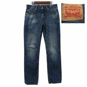 W30 L34 リーバイス Levi's 511 スリム スキニー ストレート デニム パンツ ジーンズ 古着 2JU2395