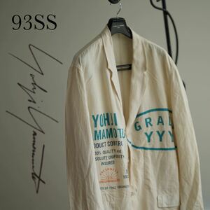 93SS Yohji Yamamoto POUR HOMME Delivery принт жакет M Yohji Yamamoto бассейн Homme архив 1993linen белый Vintage 