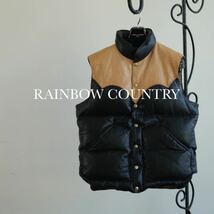 RAINBOW COUNTRY レザー ブラック ダウンベスト レインボーカントリー California MFG Co. S _画像1