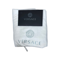 【未使用】VERSACE ヴェルサーチ グレカ V金具 ショルダーバッグ 巾着バッグ ミニバッグ 斜め掛け 肩掛け ロゴ柄 総柄 レザー ブラウン_画像9