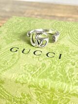 ☆希少美品☆ 18.5号 磨き仕上げ GUCCI グッチ GGマーモント アラベスク キー リング 指輪 ダブルG Ag925 送料無料 レディース メンズ_画像4