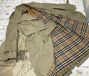 英国製26万美品★バーバリーズロンドンメンズL LL 175 38SHT Burberry ウールライナーベルト付ダブルロングトレンチコート春秋冬物ベージュ