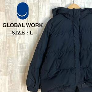 L1234 GLOBAL WORK グローバルワーク　ダウンジャケット　Lサイズ　レディース　ネイビー　紺　ダウン80％　アウター　上着　フルジップ