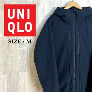 M3284 UNIQLO ユニクロ　ハイブリッドダウンジャケット　Mサイズ　ネイビー　ダウン90％　メンズ　アウター　上着　ジップアップ