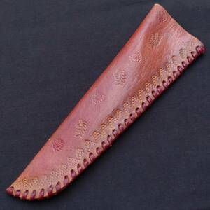 革製 鋏の鞘 ハサミのサヤ 革細工 全長約177㎜ 最大幅約55㎜ 皮製 鋏のさや 皮細工 【4612】
