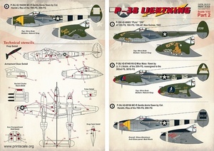 プリントスケール 32-010 1/32 P-38 ライトニング Part 2 コンプリートセット(+テクニカルステンシル)