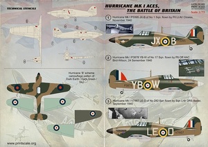  принт шкала 72-065 1/72 сигнал машина Hurricane MK I