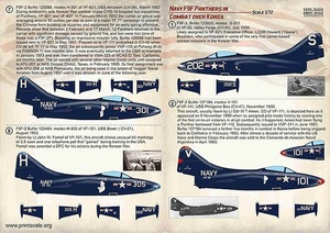 プリントスケール 72-372 1/72 アメリカ海軍 F9F-2 -3 パンサー 朝鮮戦争