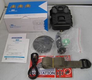 中古品■SecuSTATION トレイルカメラ SC-ML63 ブラック 屋外屋内 単三乾電池x4 IP65防塵/防水 暗視 32GBmicroSDカード付き