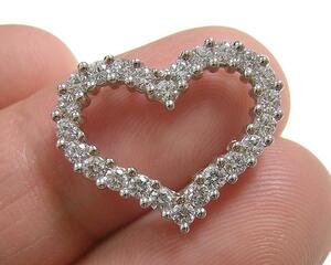 14K [ Heart type ] Cubic Zirconia подвеска с цепью 14 золотой белое золото 