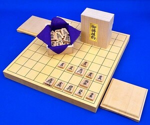 将棋セット　ヒバ1寸卓上将棋盤セット(将棋駒黄楊上彫駒)【囲碁将棋専門店の将碁屋】