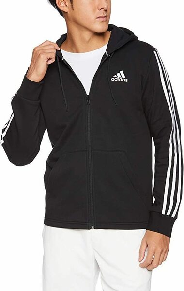 新品♪♪adidas/アディダス♪メンズ マストハブ 3 ストライプス/スウェットフルジップパーカー♪サイズO♪お洒落♪♪ブラック♪♪