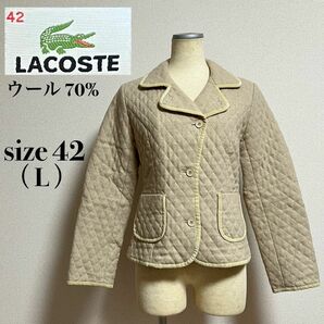 LACOSTE ラコステ キルティングジャケット テーラードジャケット ウールジャケット 刺繍ワッペン ウール70% 大きいサイズ