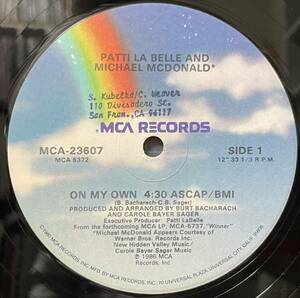 Patti LaBelle And Michael McDonald名曲On My Own 12inch盤 その他にもプロモーション盤 レア盤 人気レコード 多数出品。