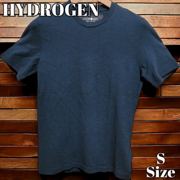 HYDROGEN ドクロロゴ 無地 ネイビー Uネック Tシャツ 半袖 Sサイズ カットソー