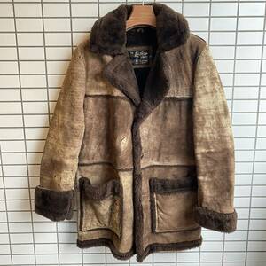 Sears Mouton Jacket Mouton Court искренняя кожаная рубашка с отверстием для суда 70 -х годов Vintage Leath