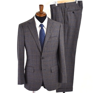 4SA008] United Arrows 3. button step return . single suit one tuck spring autumn unlined in the back Brown check A5 M popular 1123-161-0128