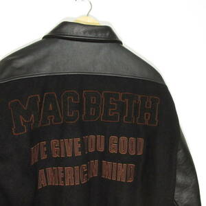 当時物　MACBETH　マクベス　袖革　襟革　肩革　レザー×メルトン　スタジャン　ブラック　表記サイズL　日本製