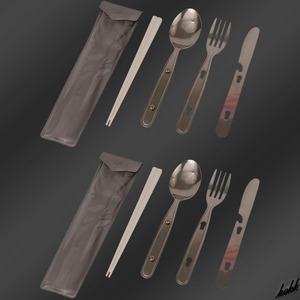 [ storage sack attaching . compact . storage ] outdoor cutlery 2 set knife fork Pooh n chopsticks camp job place disaster prevention Brown 