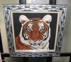 アニマルアートの女流大家,ジャッキーマリーヴォーグ「タイガーフェイス」約S8号大,オリジナル作品,衝撃の細密描写,虎の天才画家,成行き