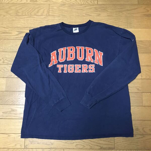 NCAA UNIVERSITY OF AUBURN MEN’S LONG SLEEVE T-SHIRTS (RUSSELL) size-L(着丈67身幅61) 中古 送料無料 NCNR