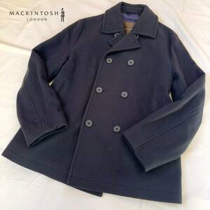 マッキントッシュ MACKINTOSH 極美品 ピーコート　Pコート ネイビー ウール 裏地総柄 ロゴボタン メンズ Lサイズ ジャケット 英国製 希少