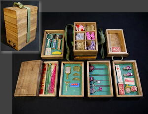 【ナ】時代　雛道具　髪結い化粧道具　引出付き六段箱　ままごと　ミニチュア玩具