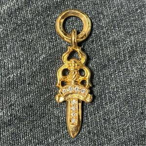 【正規品】CHROME HEARTS クロムハーツ 22K #5 ダガー パヴェダイヤ チャーム / ベビー スタック タイニー ペンダント クロス