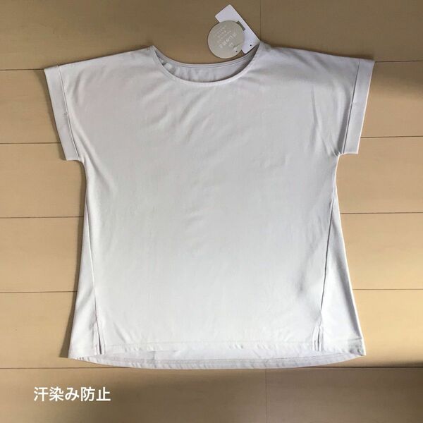 新品 N+ 汗染み防止加工 袖折り返しTシャツ　M