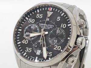 【4464】HAMILTON ハミルトン カーキ KHAKI H646660 自動巻き 稼働品 クロノグラフ 裏スケルトン メンズ腕時計 黒文字盤