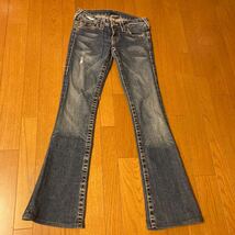 TRUE RELIGION ♯ 502 フレアジーンズ レディース W27 トゥルーレリジョン ブーツカット ベルボトム ダメージジーンズ ジーパン USA製_画像4