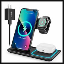 【開封のみ】ワイヤレス充電器 3in1 急速充電15W/10W/7.5W 同時にiPhone/iWatch/Airpodsに対応 iPhone15/15Plus/15Pro /15Pro Max ★_画像1