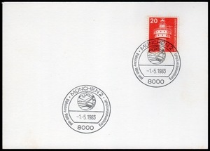 西ドイツ 1983年 20pf切手貼カード-アイスホッケー世界選手権及びヨーロッパ選手権特印-(1931)