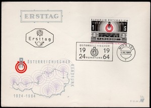 オーストリア 1964年 オーストリア放送開始50周年FDCカバー(1834)