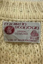 martin stanoun aran knit cardigan アランニットカーディガン フィッシャーマンセーター ホワイト サイズL ウール ヴィンテージ 8_画像3