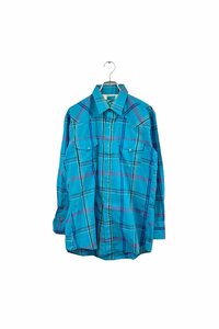 Made in USA ROPER western shirt 長袖シャツ ウエスタンシャツ ブルー チェック スナップボタン サイズL ヴィンテージ ネ